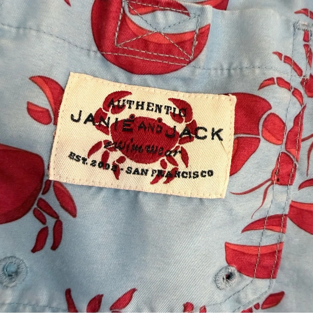 Janie and Jack Swim Trunks Board Shorts Boy Blue Lobster & Crab Preppy Coastal 5